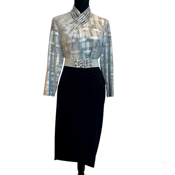 CALVIN Klein silver metallic high neck blouse - Picture 4 of 12